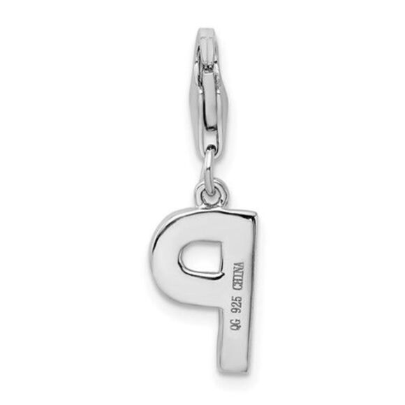 Amore La Vita Sterling Silver Rhodium-plated Polished CZ Letter P Initial Charm - Picture 3 of 4